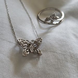 Butterfly Ring and Necklace Set